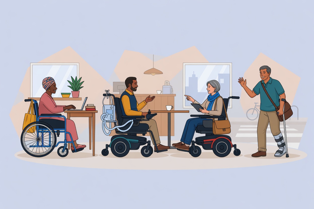 People with spinal cord injuries living active everyday lives at home, work and in the community.